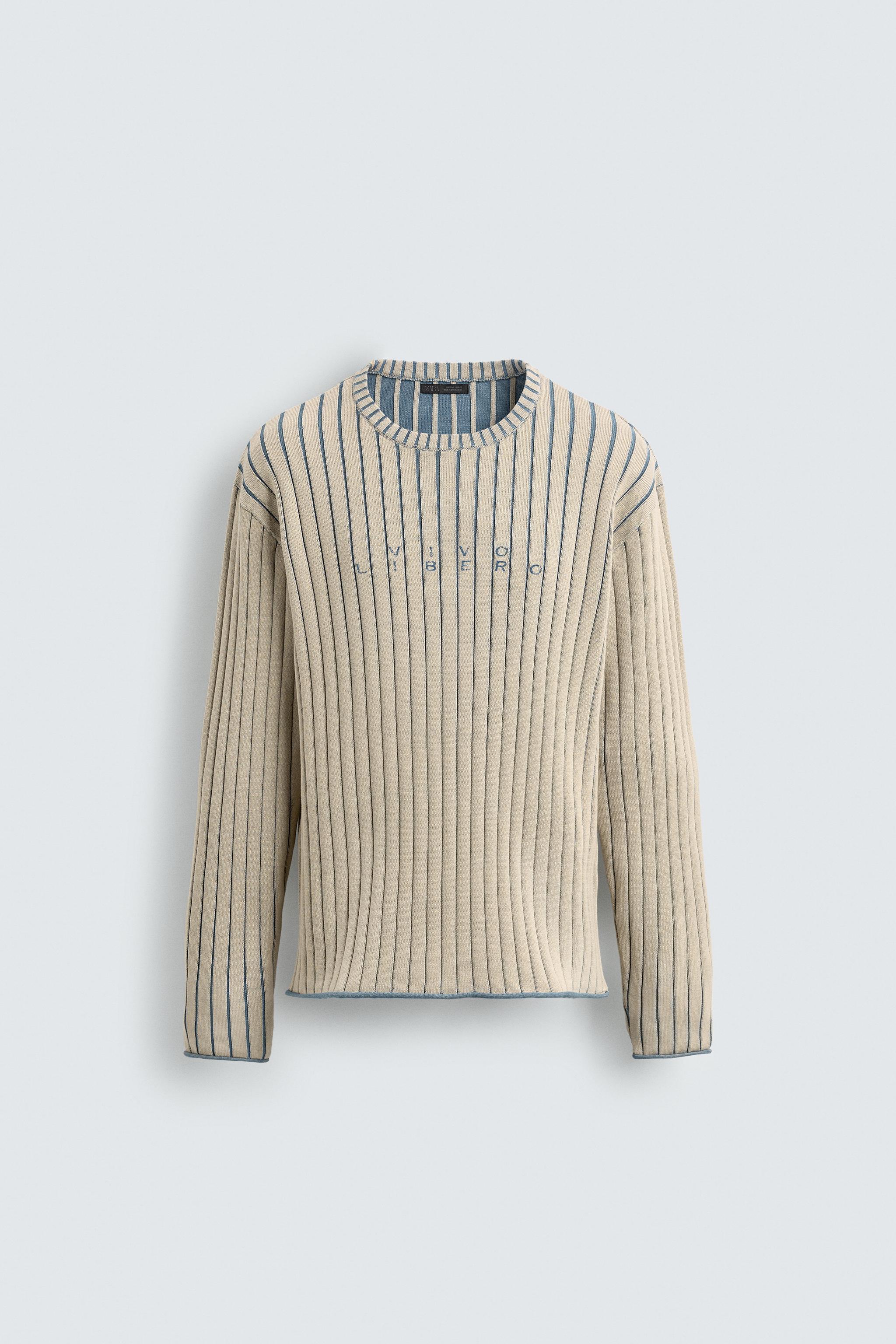 PRINTED TEXT RIBBED JUMPER